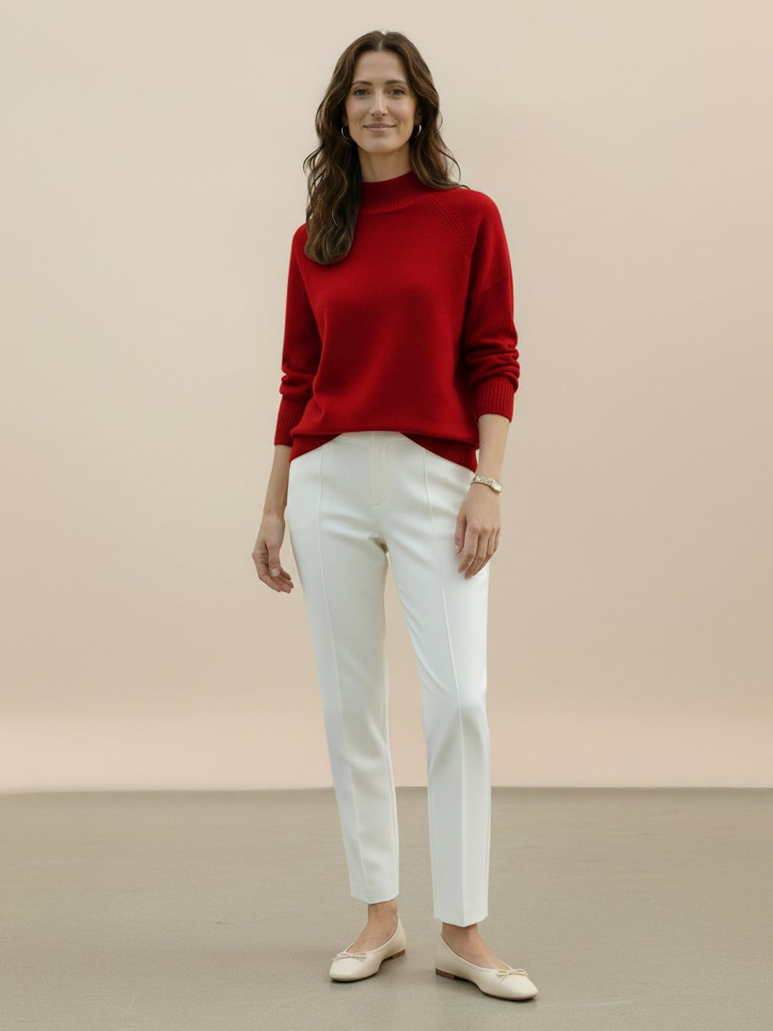 Lightweight 100% Italian cashmere sweater with mock-neck and regular fit for elegant warmth and comfort