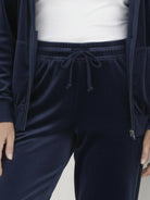 Plus size velour zip-up tracksuit with hoodie and straight-leg pants in soft, wrinkle-resistant fabric