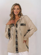 CloudKnit oversized hooded shacket with waffle knit texture and relaxed fit