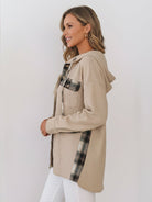 CloudKnit Oversized Hooded Shacket with waffle knit texture and button-front closure