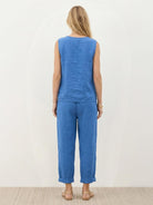 Lightweight 100% cotton crinkle sleeveless co-ord set with tank top and straight-leg pants