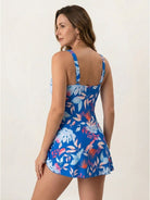 Ruched wrap one-piece swimdress with adjustable straps and tie-front skirt