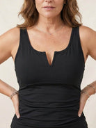 Classic V-Notch Tankini Set with ruched top and high-waist swim shorts