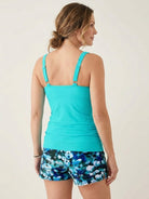 Classic V-Notch Tankini Set with ruched top and high-waist swim shorts