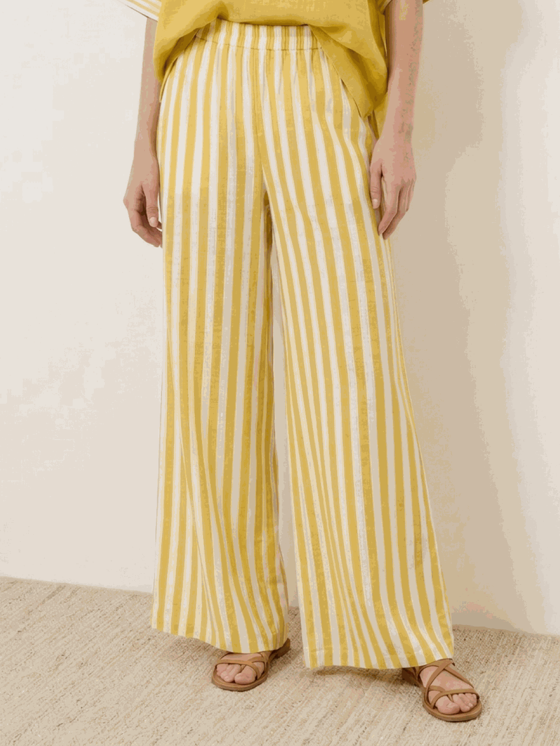 Black striped wide-leg co-ord set with oversized top and palazzo pants