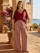Striped wide-leg co-ord set with oversized top and palazzo pants in multiple colors
