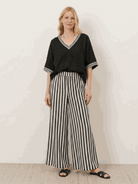 Striped wide-leg co-ord set with oversized top and elastic waist palazzo pants in multiple colors