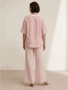 Striped wide-leg co-ord set with oversized top and palazzo pants in multiple colors