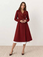 Elegant water-repellent A-line hooded raincoat for women with insulated lining and matching belt
