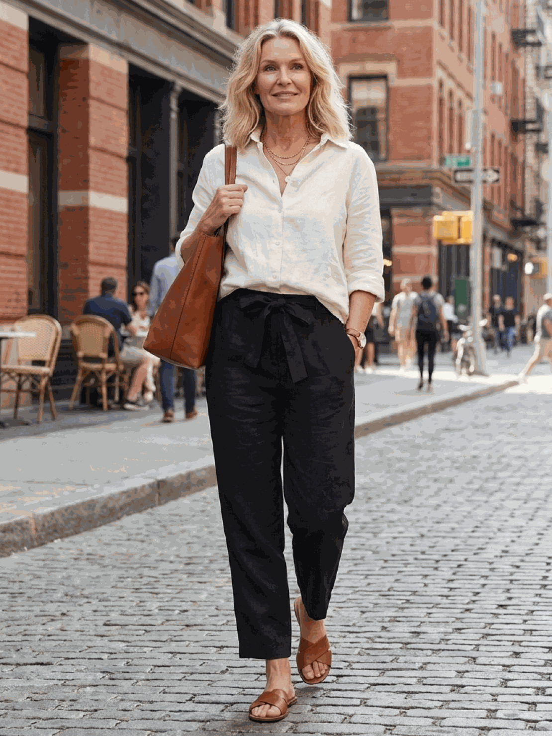 Two women modeling Casual Chic Duo breathable cotton and linen two-piece outfits