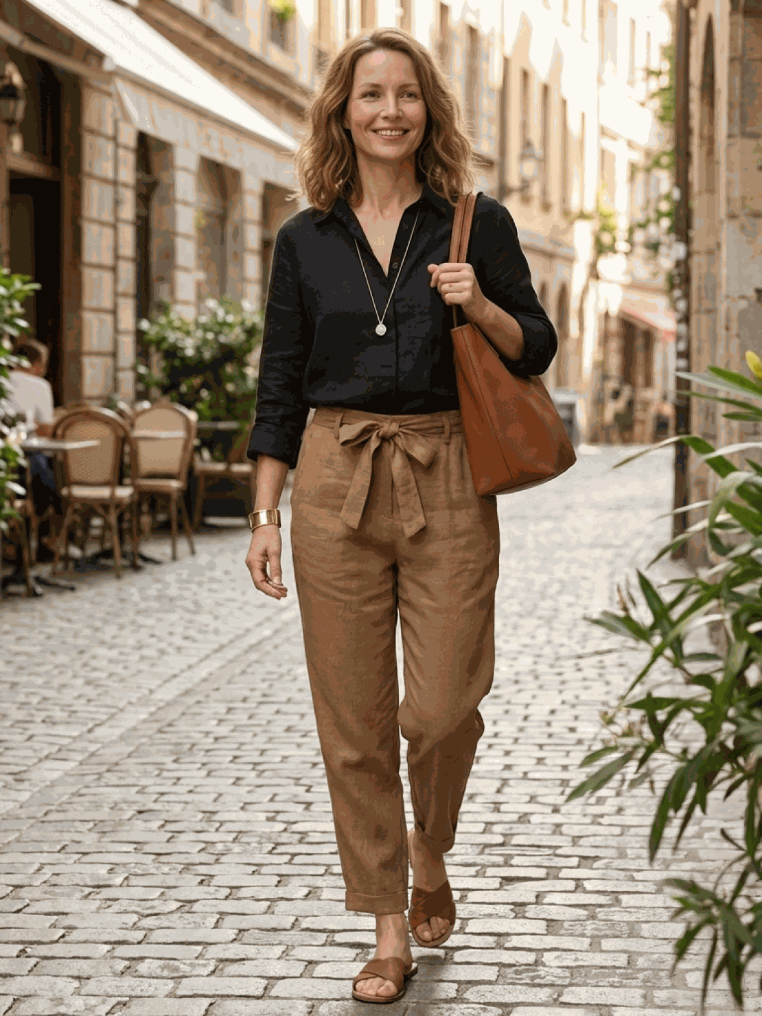 Two women wearing breathable Casual Chic Duo cotton and linen mix two-piece outfits for effortless style and comfort