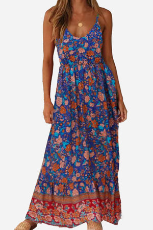 Casual Vintage Flower Prints Maxi Dress