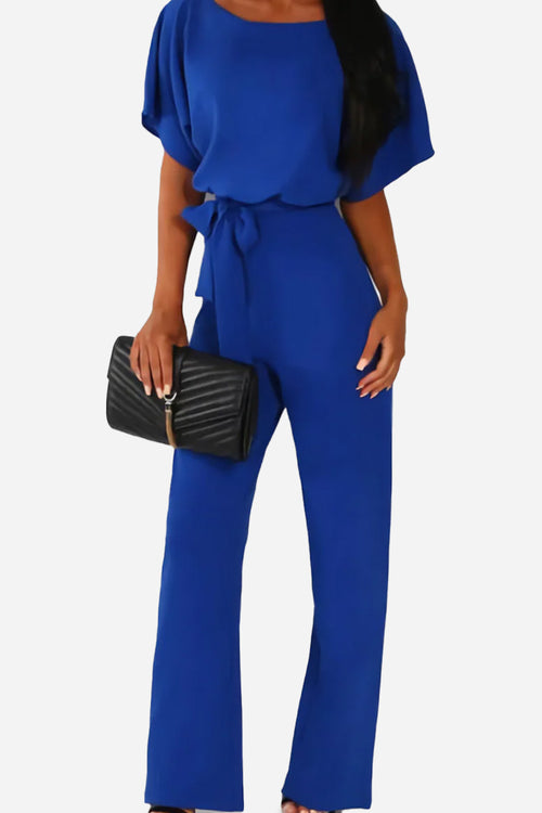 Chic Short-Sleeved Wide-Leg Jumpsuit