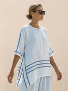 Coastal Comfort Linen two-piece set with linen fabric and lace crochet details