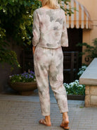 Cotton-linen monochrome longline top and wide-leg pants set in neutral tones