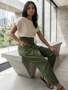 High-waist wrapped comfy pants with breathable fabric and unique wrap design for casual style and all-day comfort