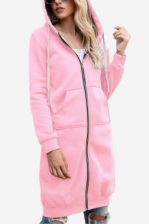 Oversized Long Zip Sweatshirt Hoodie