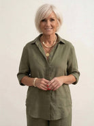 Model wearing oversized 100% cotton shirt and wide-leg pants co-ord set in relaxed fit