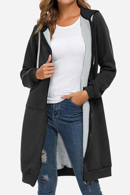 Oversized Long Zip Sweatshirt Hoodie