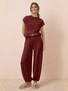 Comfy Couture knit sweater two-piece set in soft, relaxed fit knit fabric