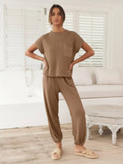 Comfy Couture Knit Sweater two-piece set in soft, relaxed fit with matching pants