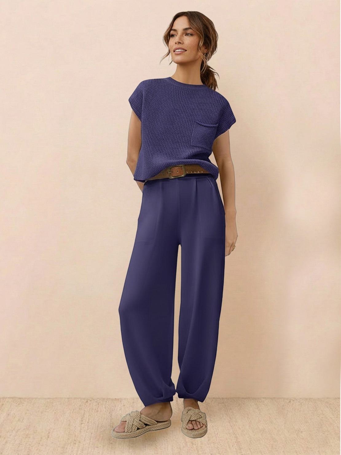 Comfy Couture knit sweater two-piece set with soft fabric and relaxed fit