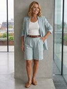 Stylish blazer and shorts two-piece set for elegant, comfortable wear