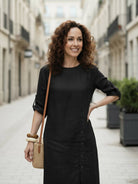 Pure Cotton Elegance dress in soft, breathable 100% cotton with linen-like look