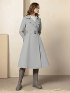 Water-repellent A-line hooded raincoat with feminine fit and insulated lining for weather-resistant warmth