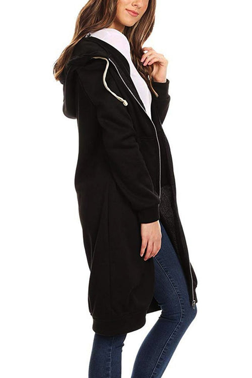 Oversized Long Zip Sweatshirt Hoodie