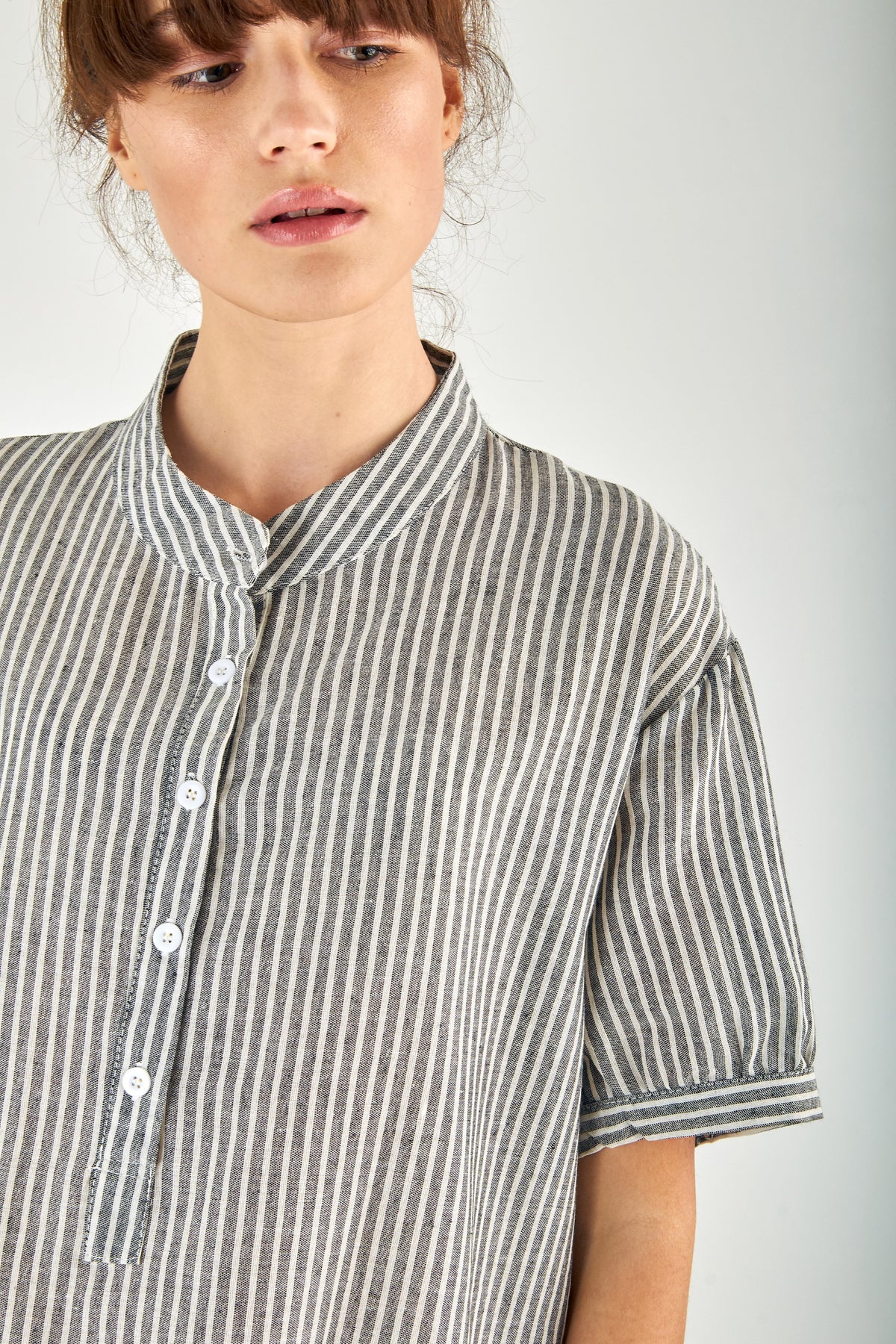 Striped Gauze Shirt Dress